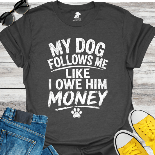 My Dog Follows Me Like I Owe Him Money T-shirt