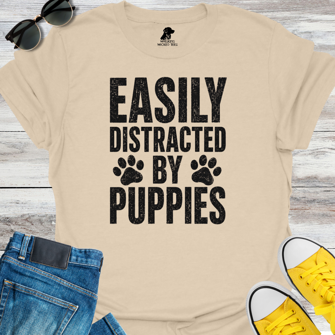 Easily Distracted By Puppies T-shirt