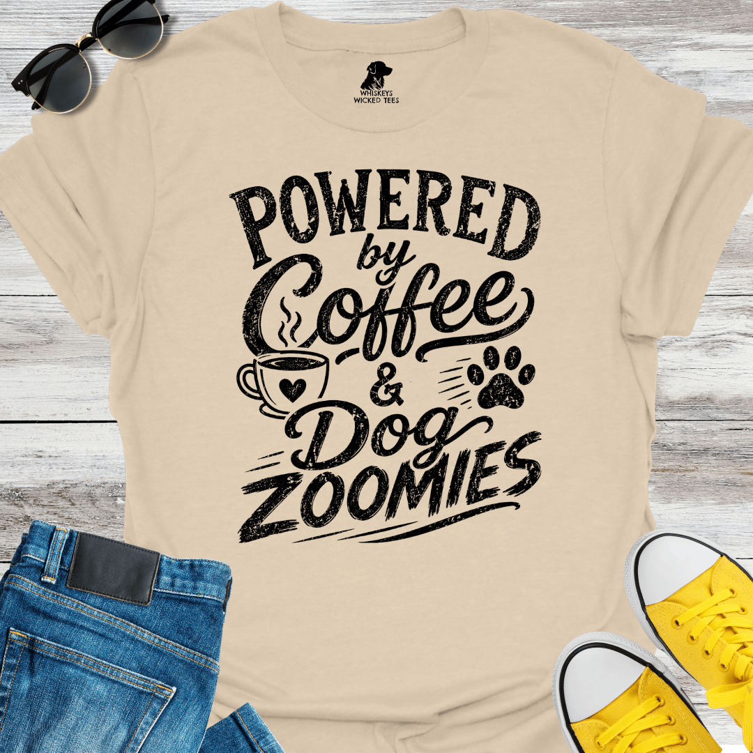 Powered By Coffee & Dog Zoomies T-shirt
