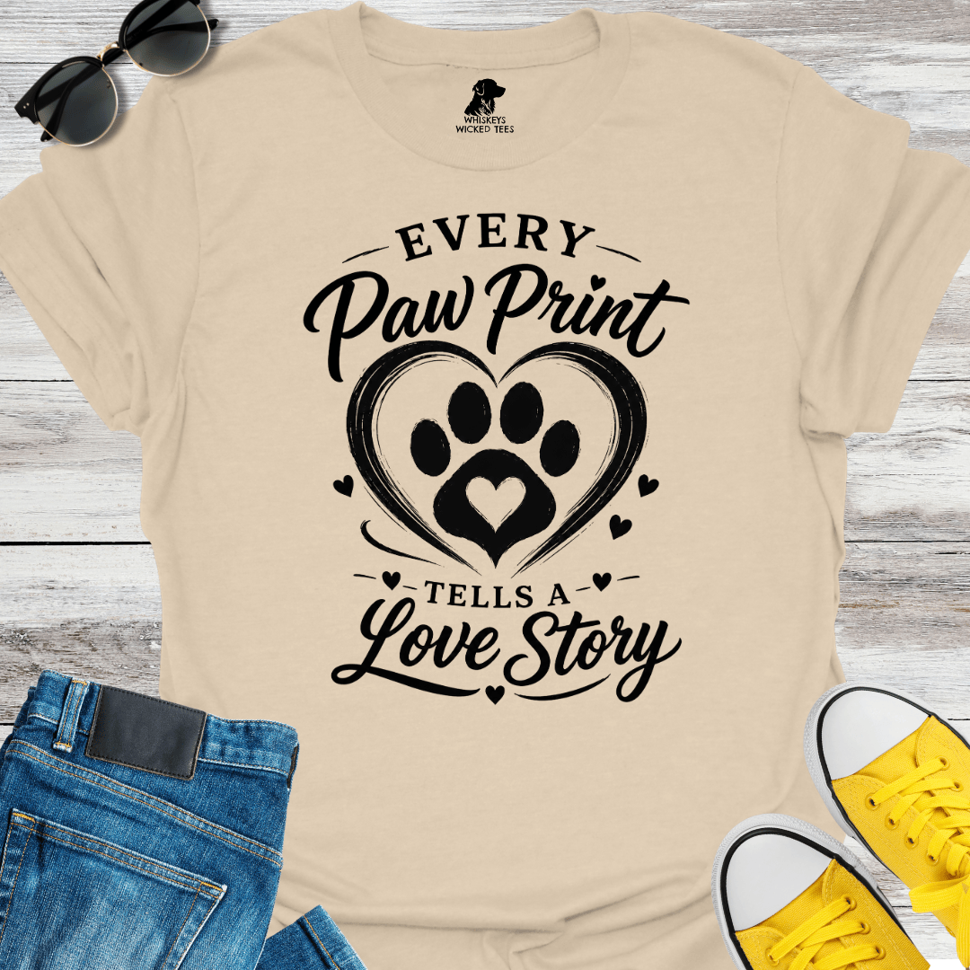 Every Paw Print Tells A Love Story T-shirt
