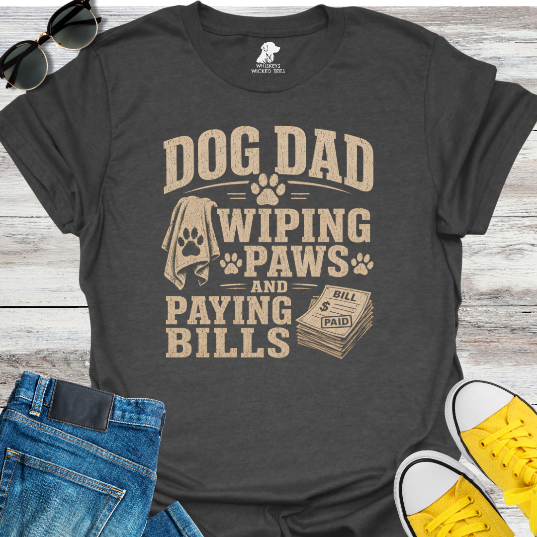 Dog Dad Wiping Paws...  T-shirt