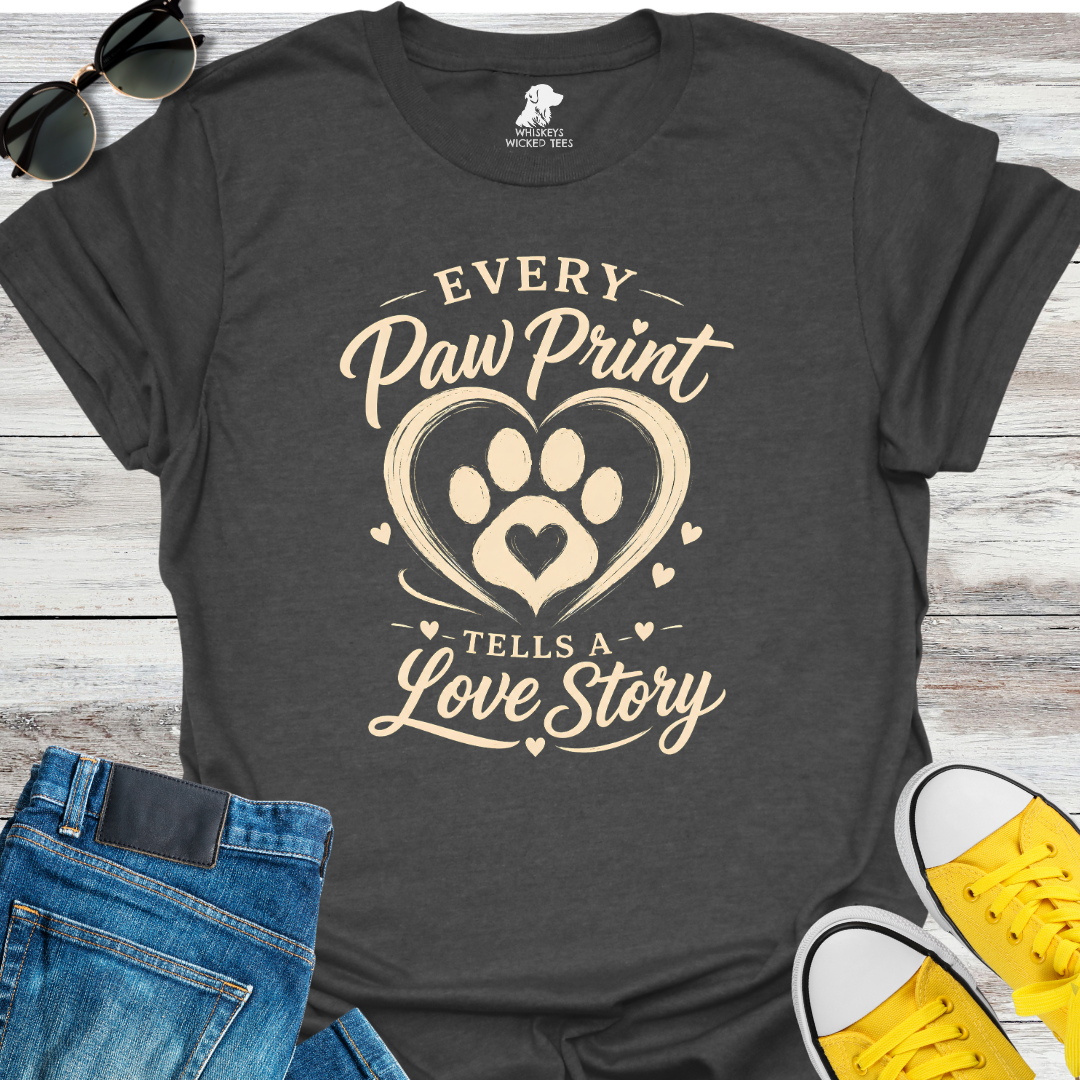 Every Paw Print Tells A Love Story  T-shirt