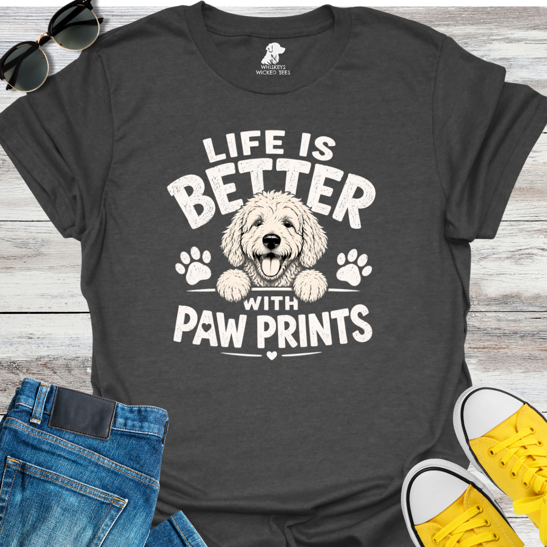 Life Is Better With Paw Prints  T-shirt