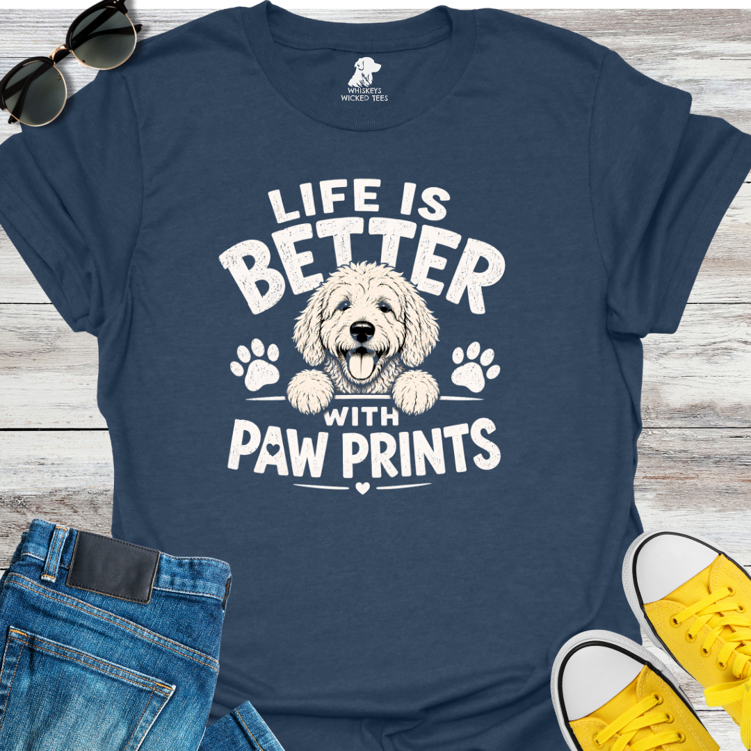 Life Is Better With Paw Prints  T-shirt