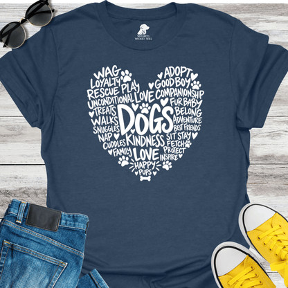 Dog Word Heart T-Shirt