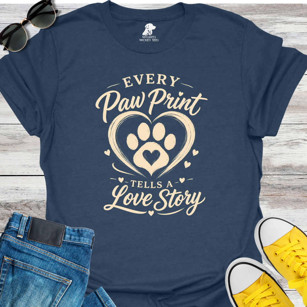 Every Paw Print Tells A Love Story  T-shirt