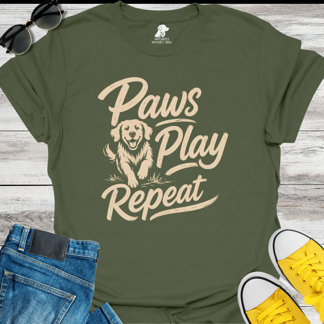 Paws Play Repeat  T-shirt
