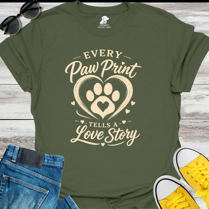 Every Paw Print Tells A Love Story  T-shirt