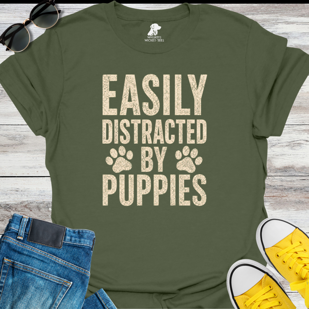 Easily Distracted By Puppies  T-shirt
