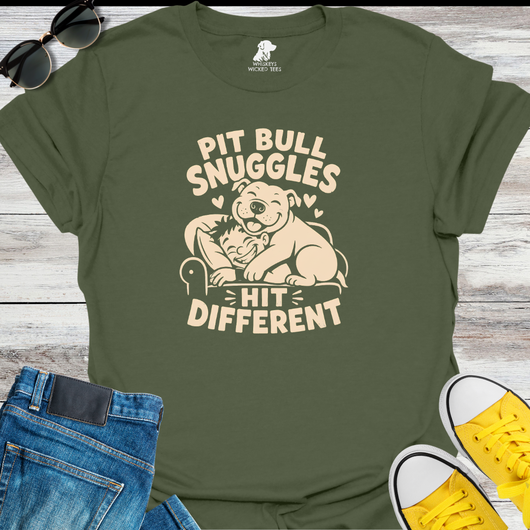 Pit Bull Snuggles Hit Different  T-Shirt