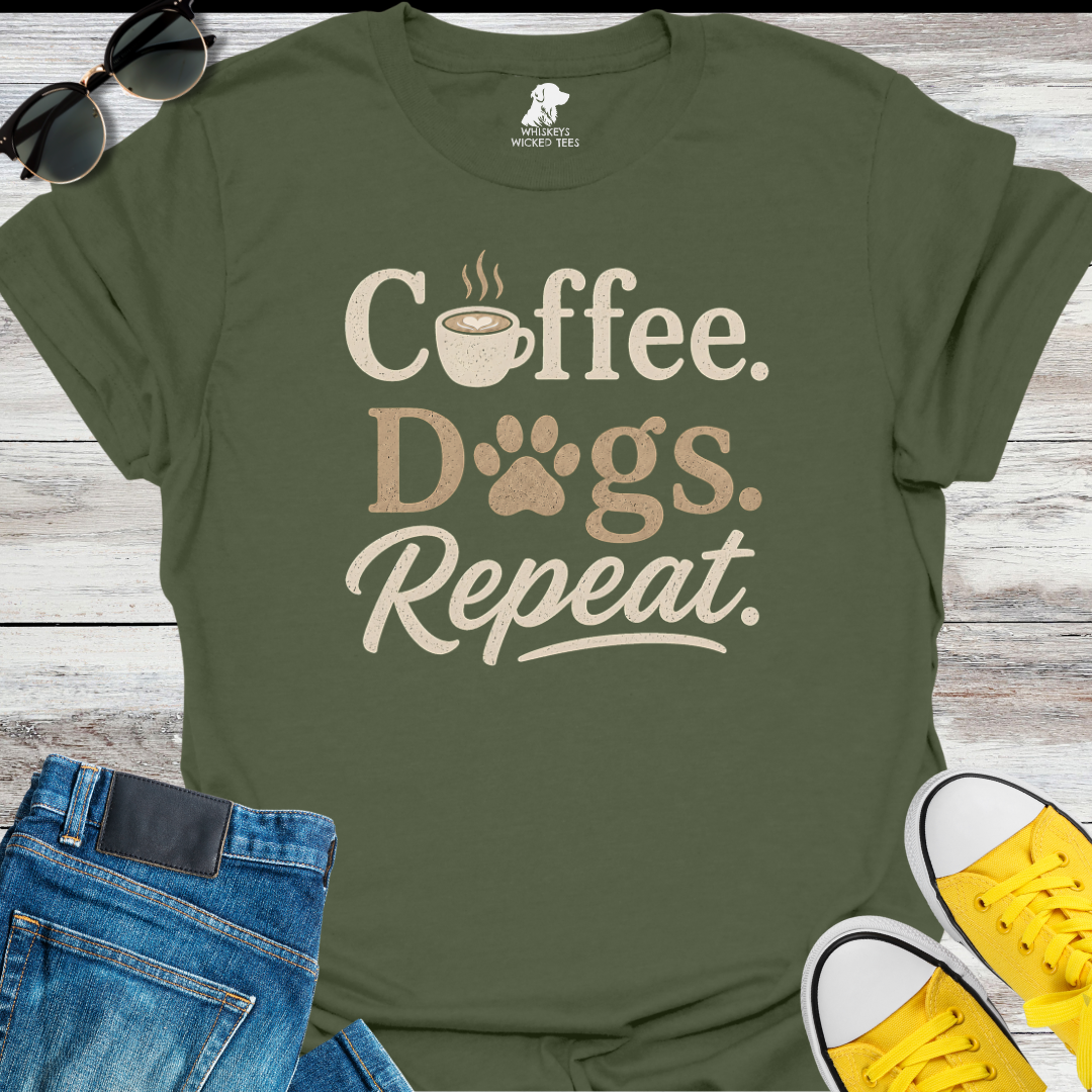 Coffee. Dogs. Repeat  T-shirt