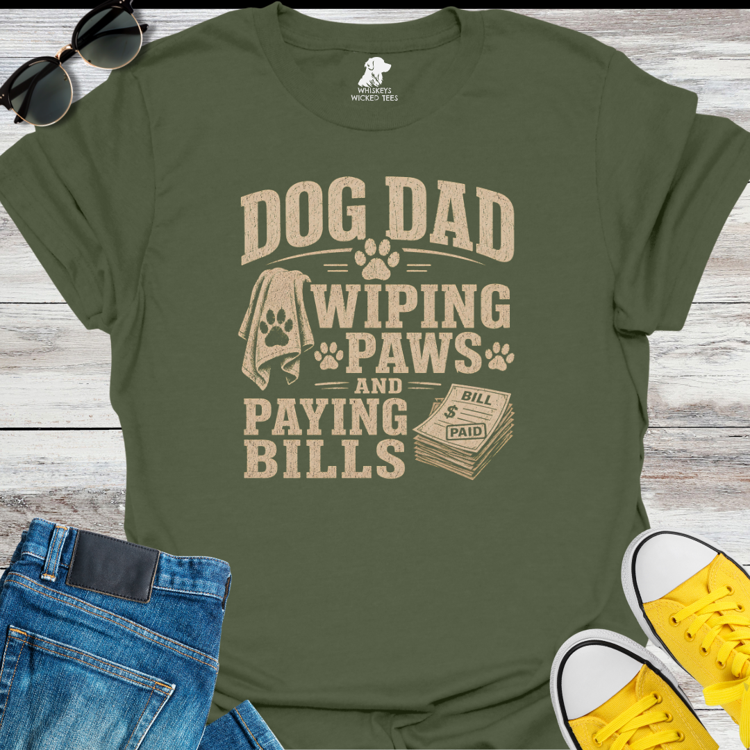 Dog Dad Wiping Paws...  T-shirt
