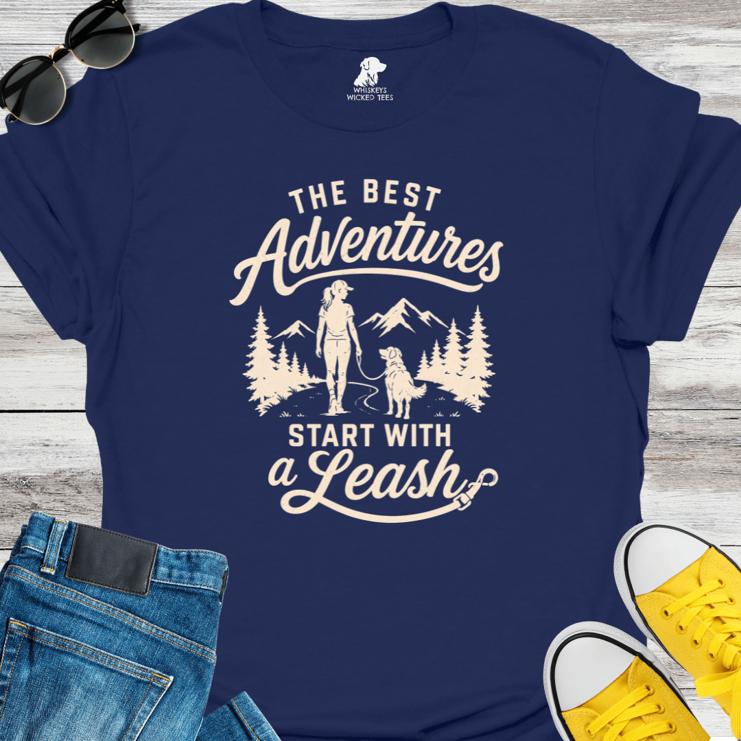 Best Adventures Start With A Leash  T-shirt