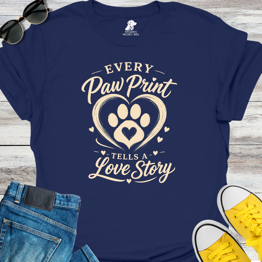 Every Paw Print Tells A Love Story  T-shirt