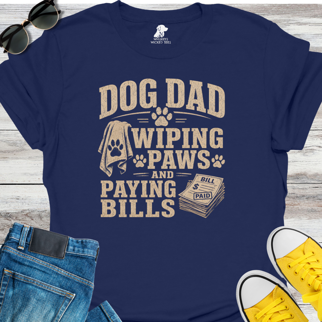 Dog Dad Wiping Paws...  T-shirt