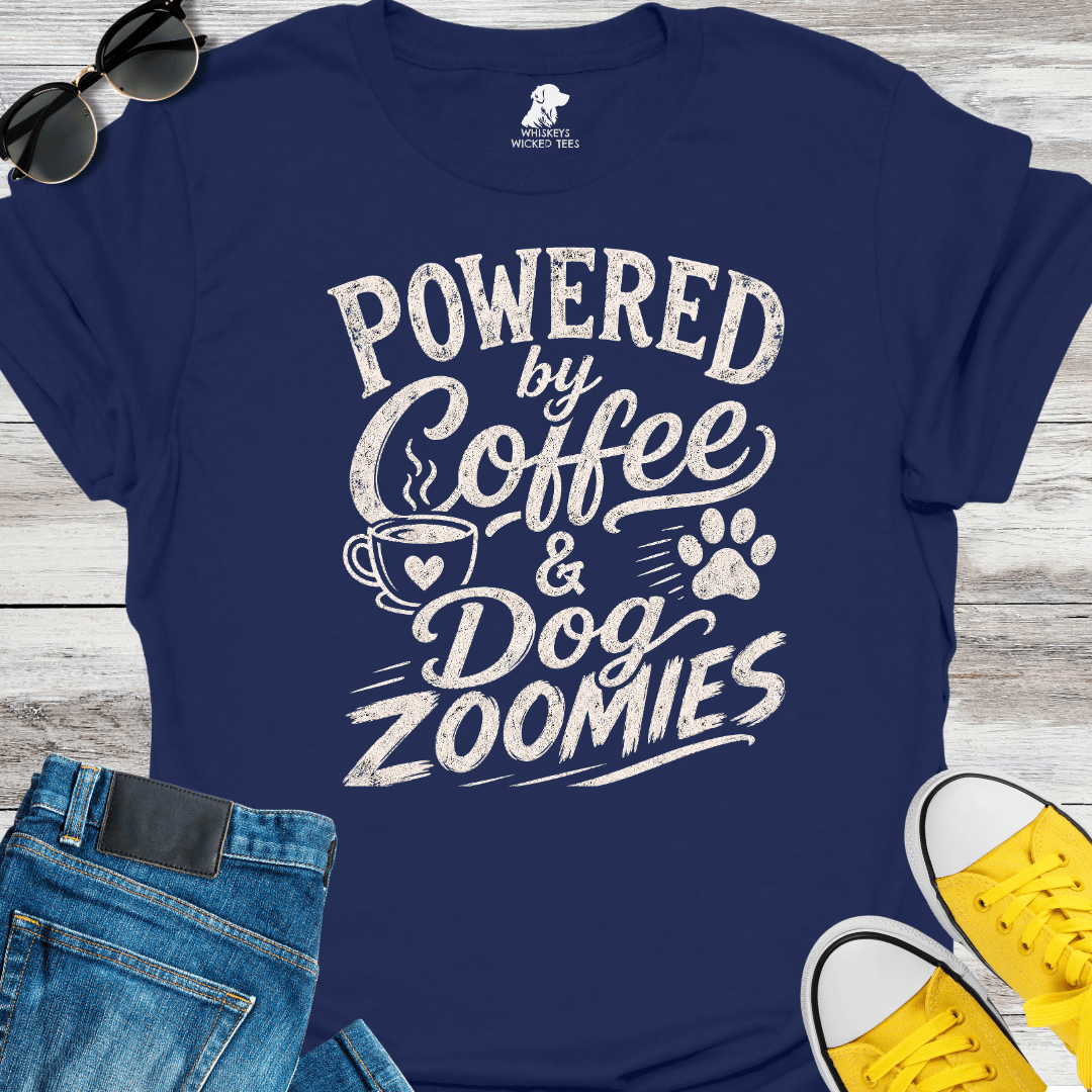 Powered By Coffee & Dog Zoomies  T-shirt