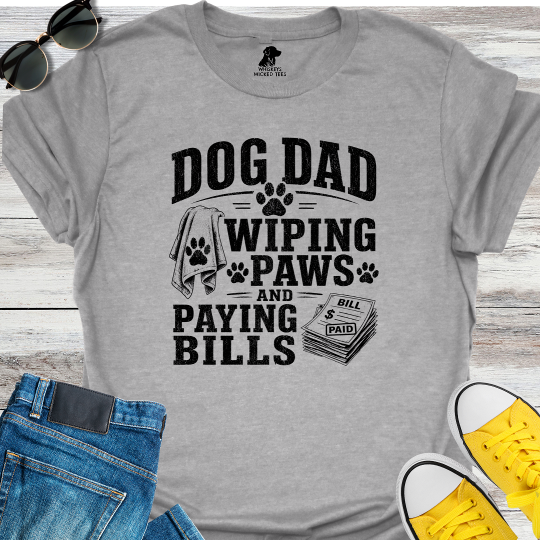 Dog Dad Wiping Paws...  T-shirt