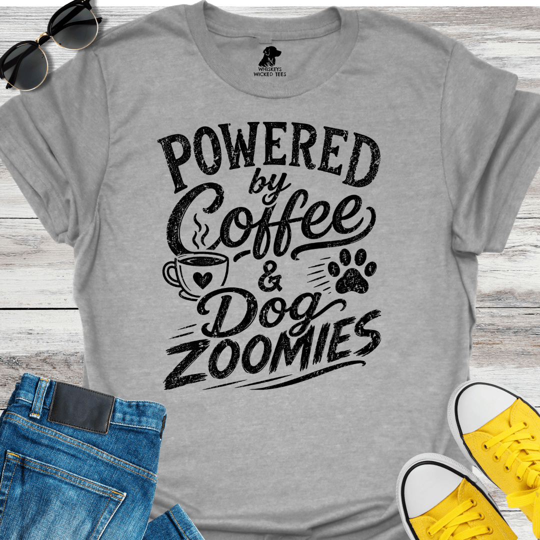 Powered By Coffee & Dog Zoomies  T-shirt