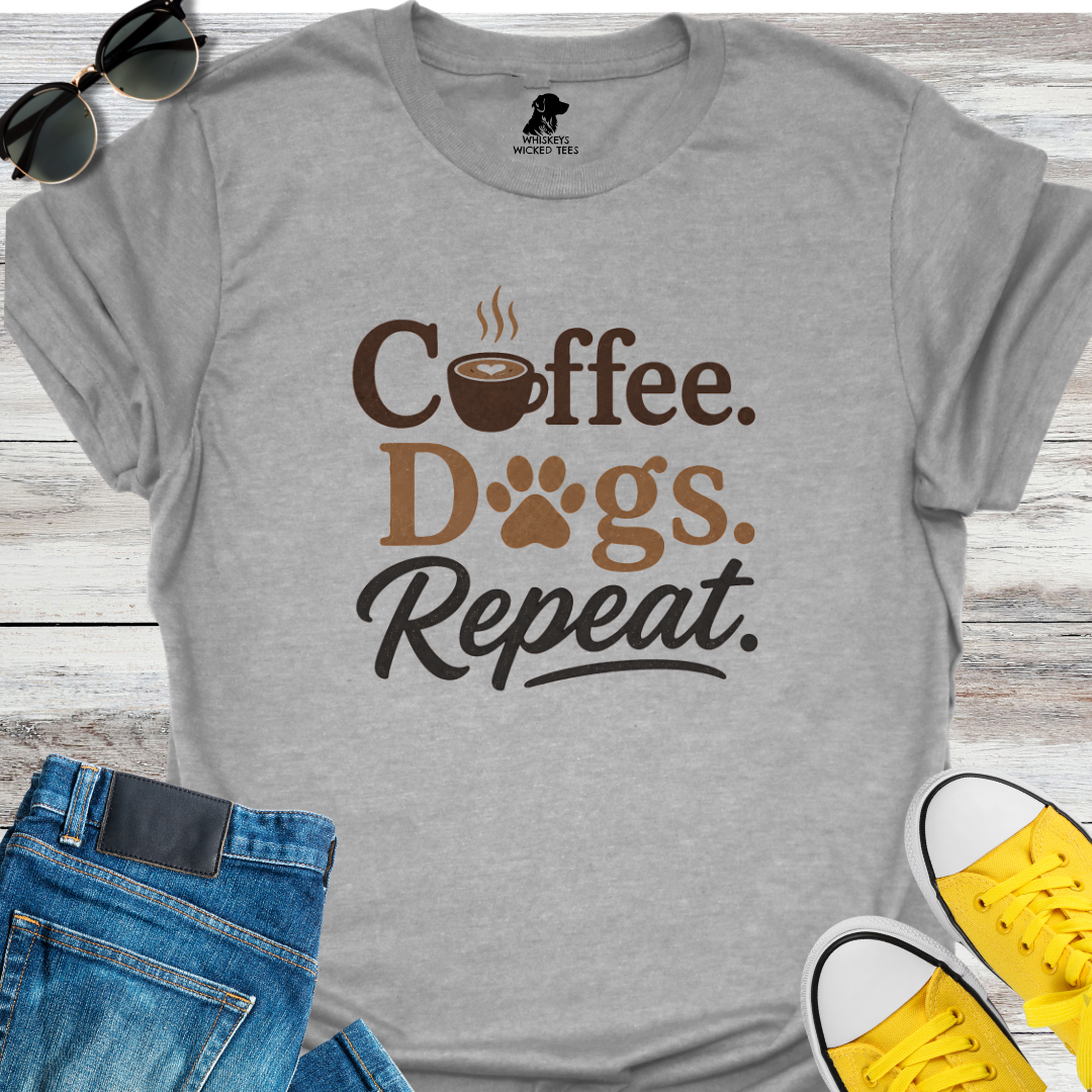 Coffee. Dogs. Repeat  T-shirt