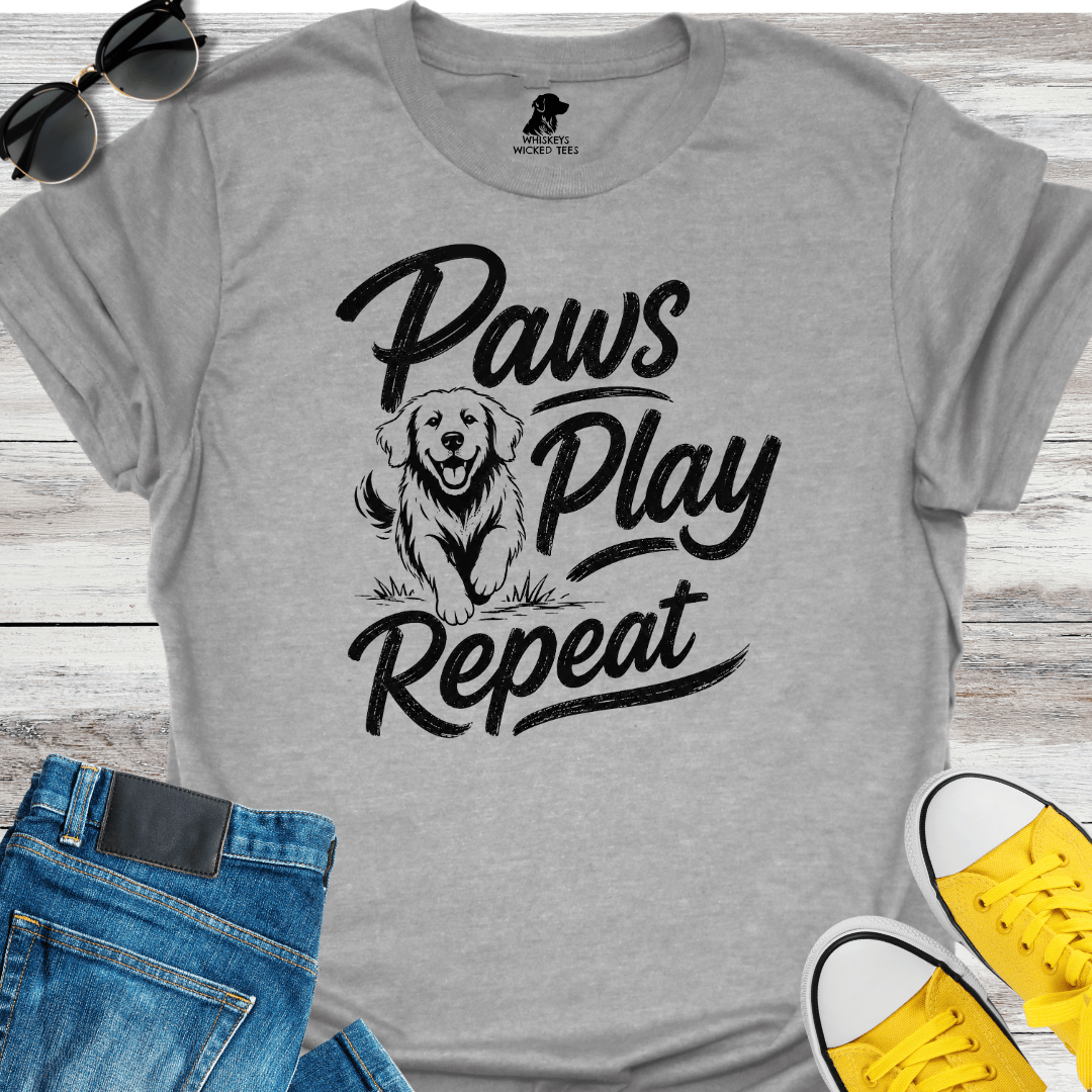 Paws Play Repeat  T-shirt