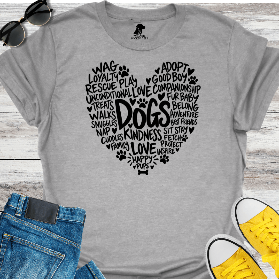 Dog Word Heart T-Shirt