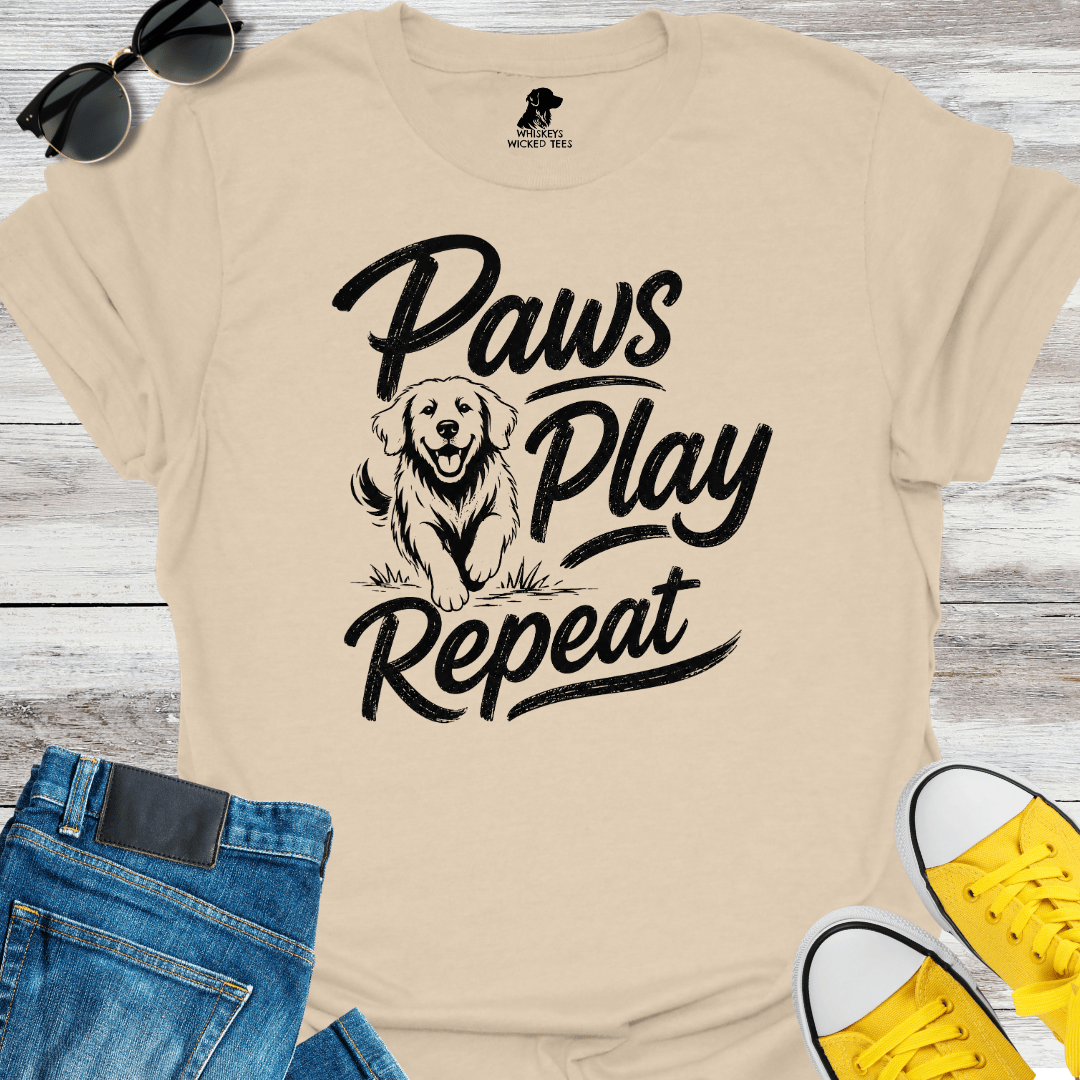 Paws Play Repeat  T-shirt
