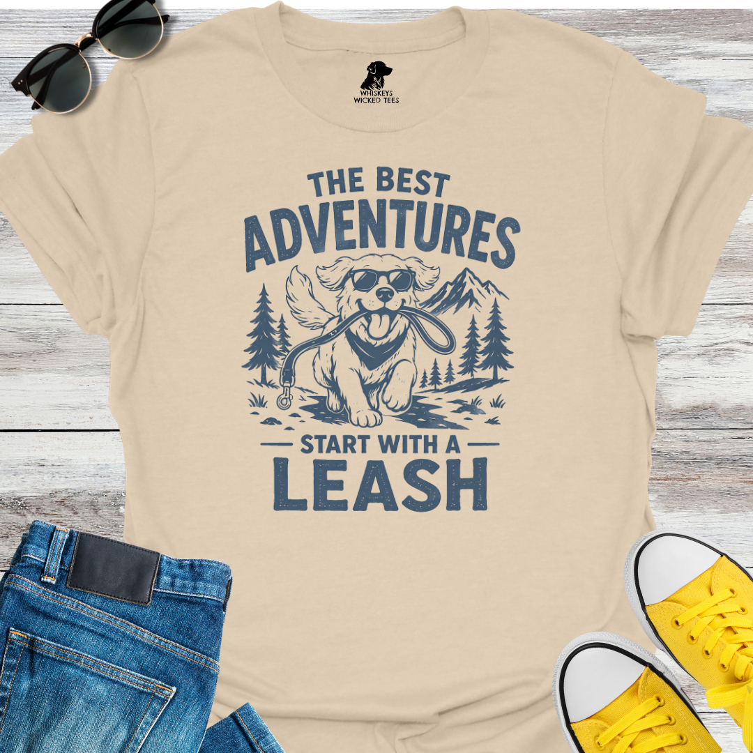 Adventures Start With A Leash  T-shirt