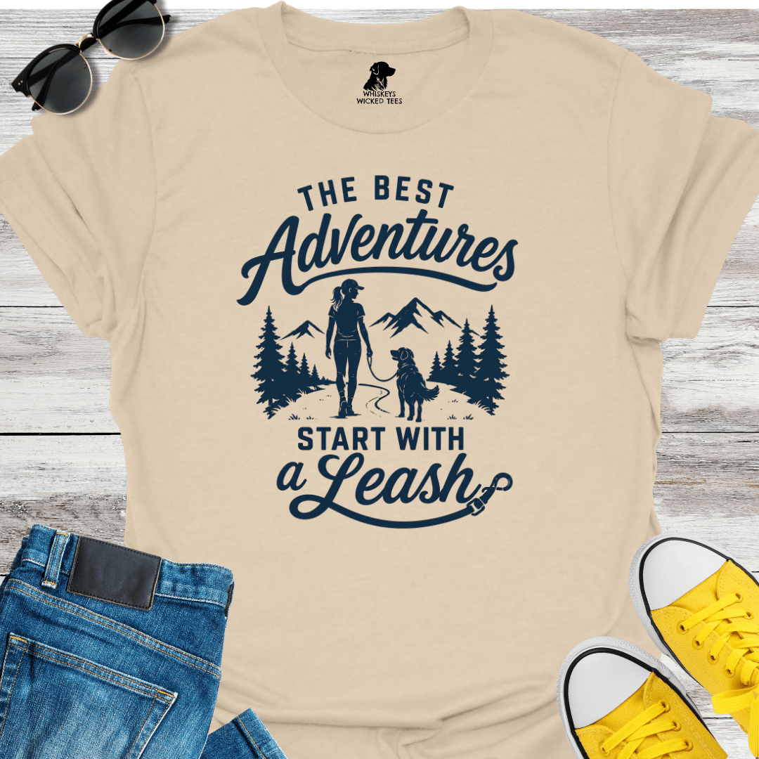 Best Adventures Start With A Leash  T-shirt